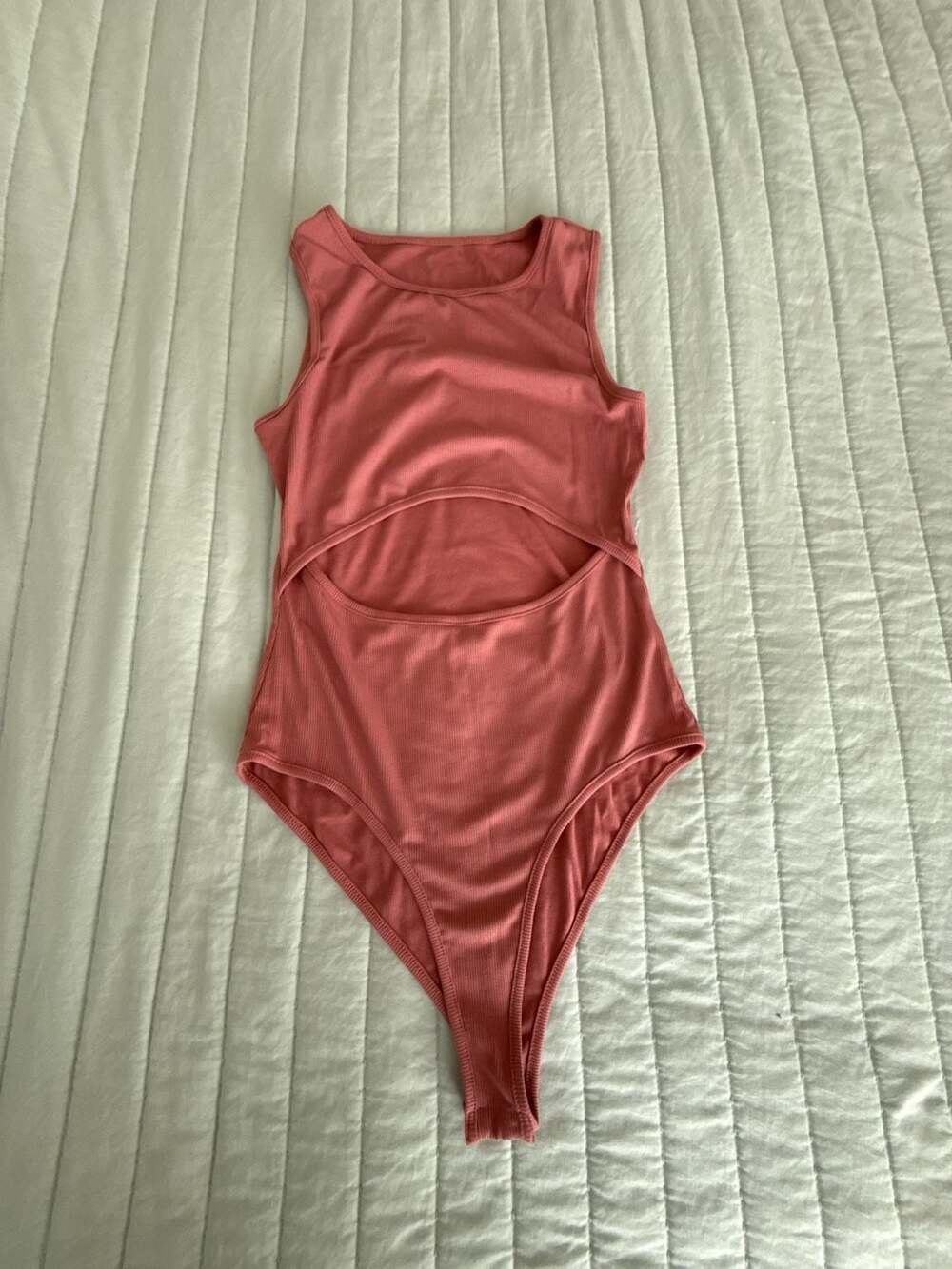 No brand Cut Out Ribbed Bodysuit Size M Pink Rose color